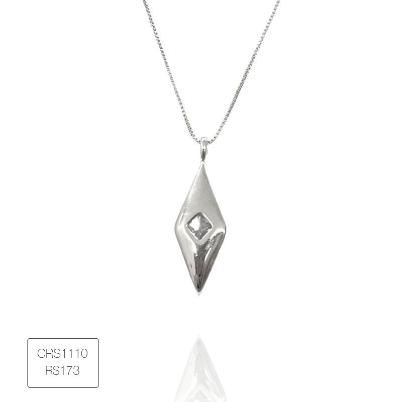 Colar Longo Losango Zirc Central Allure Prateado